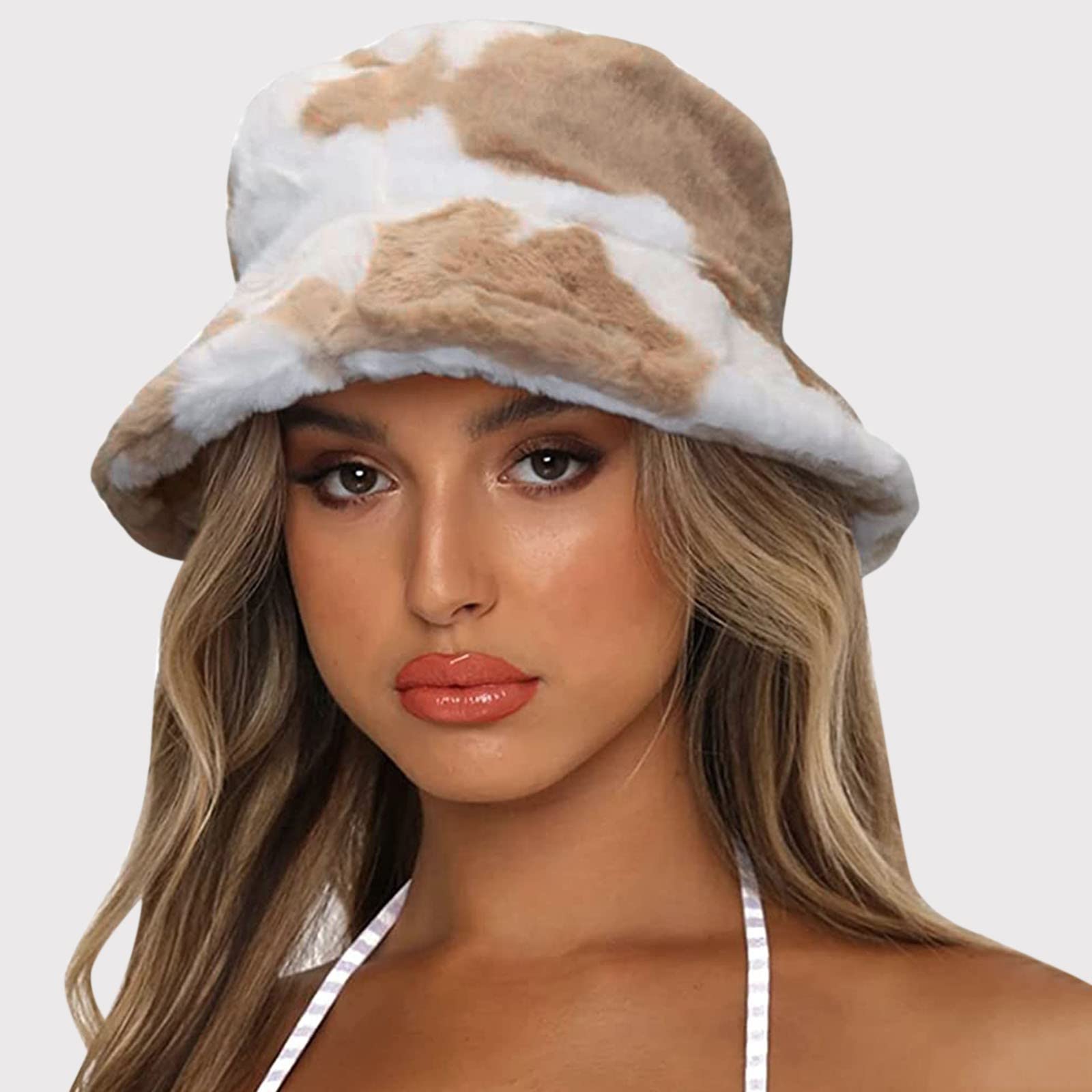 Zimowa Ciepła Czapka Wiadro Dla Kobiet Wiadro Cymbal Hat Winter Warm Men Gruby Drukowany Czapka Z Daszkiem Czapka Wędkarska Ciemnoniebieski/Khaki/One Size
