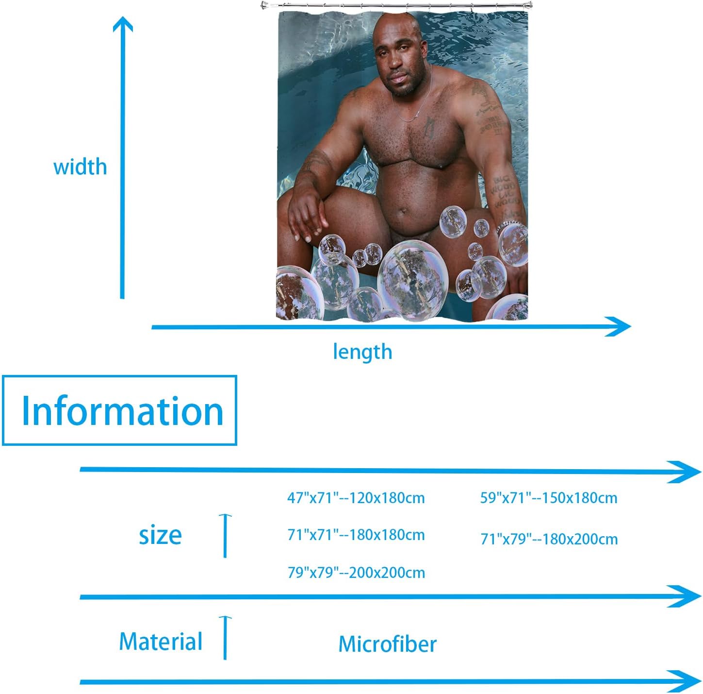 Barry Wood Shower Curtains,Naked Santa Bathroom Curtains Symbol of Love Bathroom Curtains with Plastic Hooks (71"x71")