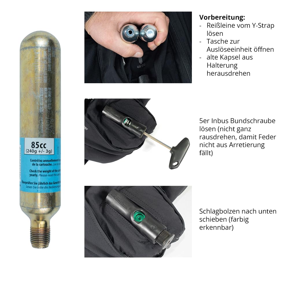 Helite CO2 Kartusche 85 cc Airbag-Weste | Austausch-Kartusche
