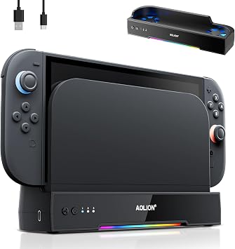 Cooling Fan for Nintendo Switch 2 Dock Dual High-Speed Fans, 3-Speed Adjustment, RGB Lighting, Ultra-Quiet, USB Powered, Wall-Mountable with Anti-Slip Base for Switch 2