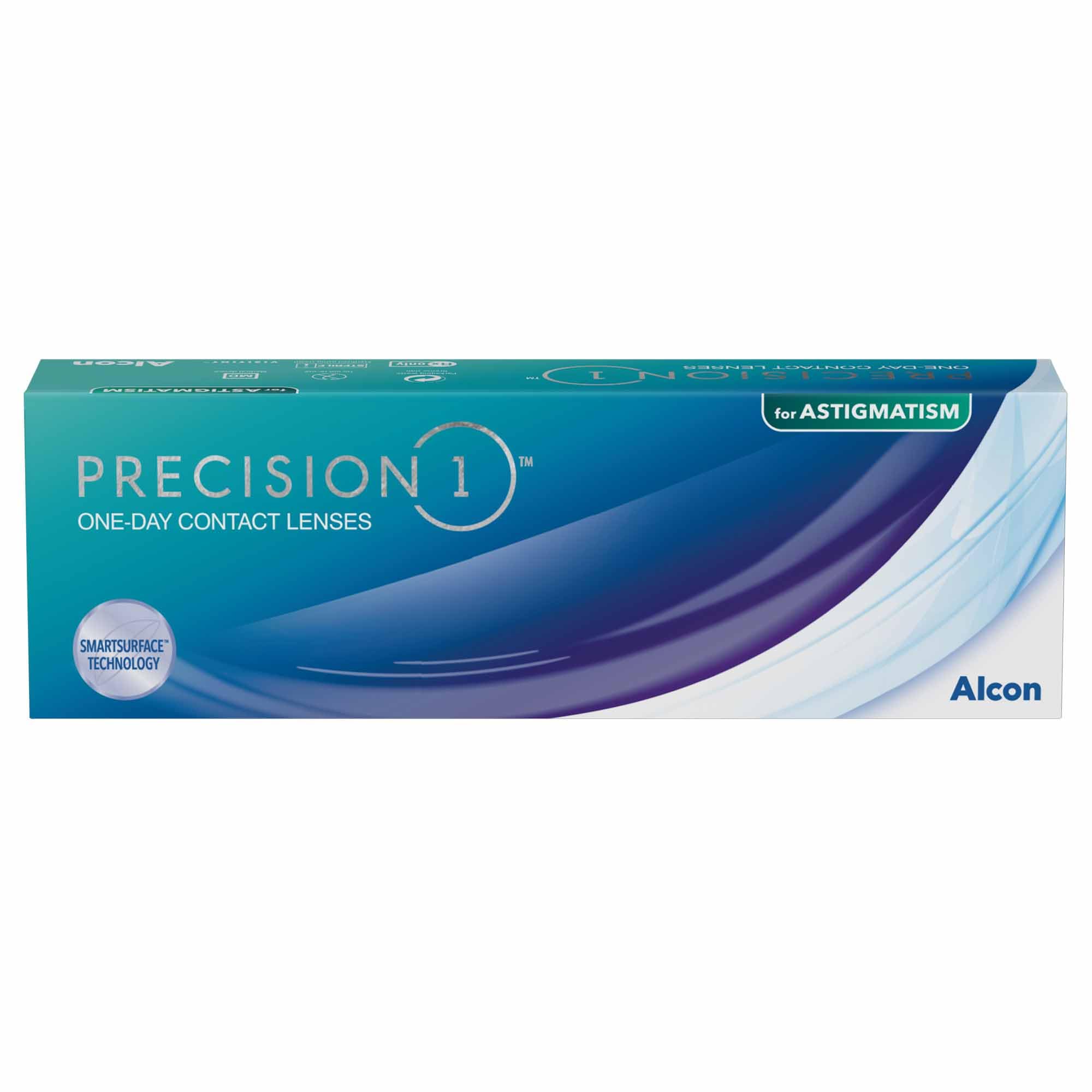 PRECISION1 for Astigmatism Lentes de contacto tóricas de reemplazo diario, Pack de 30, R 8.5 mm, D 14.5 mm, cilindro 1.25, eje 180, -1.75 Diopt