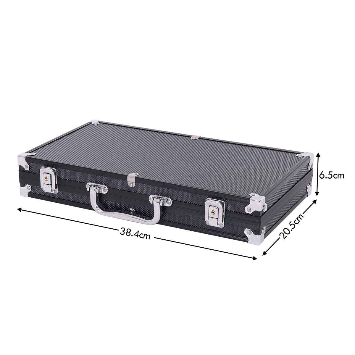 COSTWAY Zestaw żetonów pokerowych z 300szt laserowych żetonów (11,5 grama), karty pokerowe, 5 kości, aluminiowe etui do Texas Holdem, Blackjack, Roulette