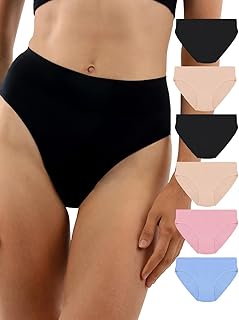 UNDERWORKS Womens 6pk Bamboo Hi-Cut Underwear, Womens Underwear, Hi-Cut Brief, Soft Comfortable Womens Underwear, Bamboo U...