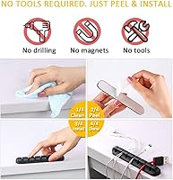 Vista 4 de Cable Clips Cord Management Organizer, 3 Packs Silicone Adhesive Hooks, Wire Holder USB Power Charging Accessory Mouse PC Nightstand Desktop Wall