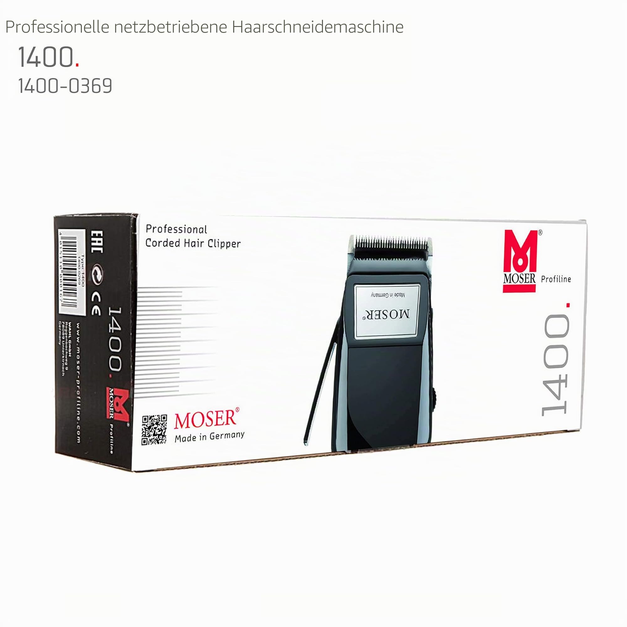 Moser 1400 Haarschneider für Männer, clipper, mit Kabel, mit Zubehör, mit 5 arretierbaren Positionen (0,7 bis 3 mm), ein Aufsteckkamm 4,5 mm