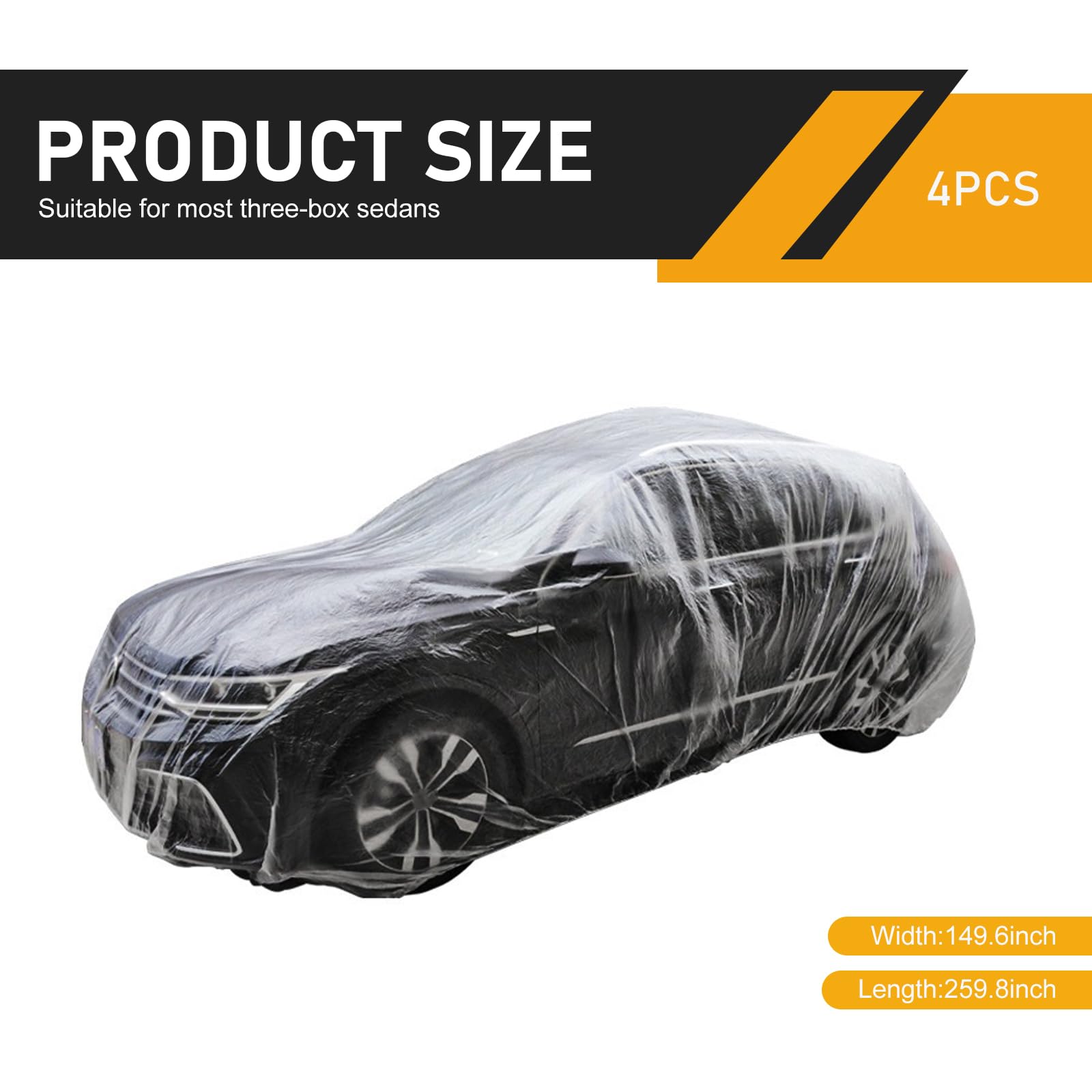 Qurbuns 1 PC Disposable Car Covers 12 4 FT x 21 6 FT Clear Plastic Car Cover Rain — view 2