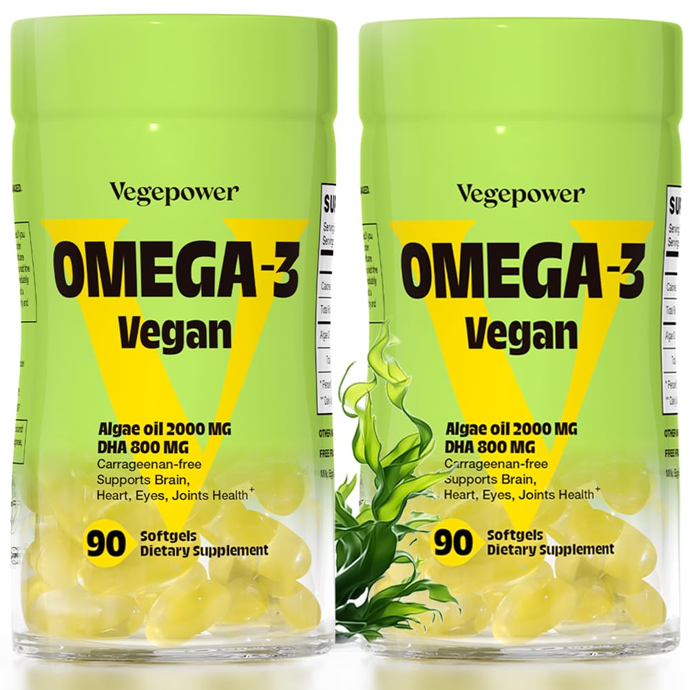 Vegan Omega-3 DHA Supplements - Premium Fish Oil Alternative from Algae Oil | 90 Carrageenan Free Softgels | Plant Based Algal DHA Essential Fatty