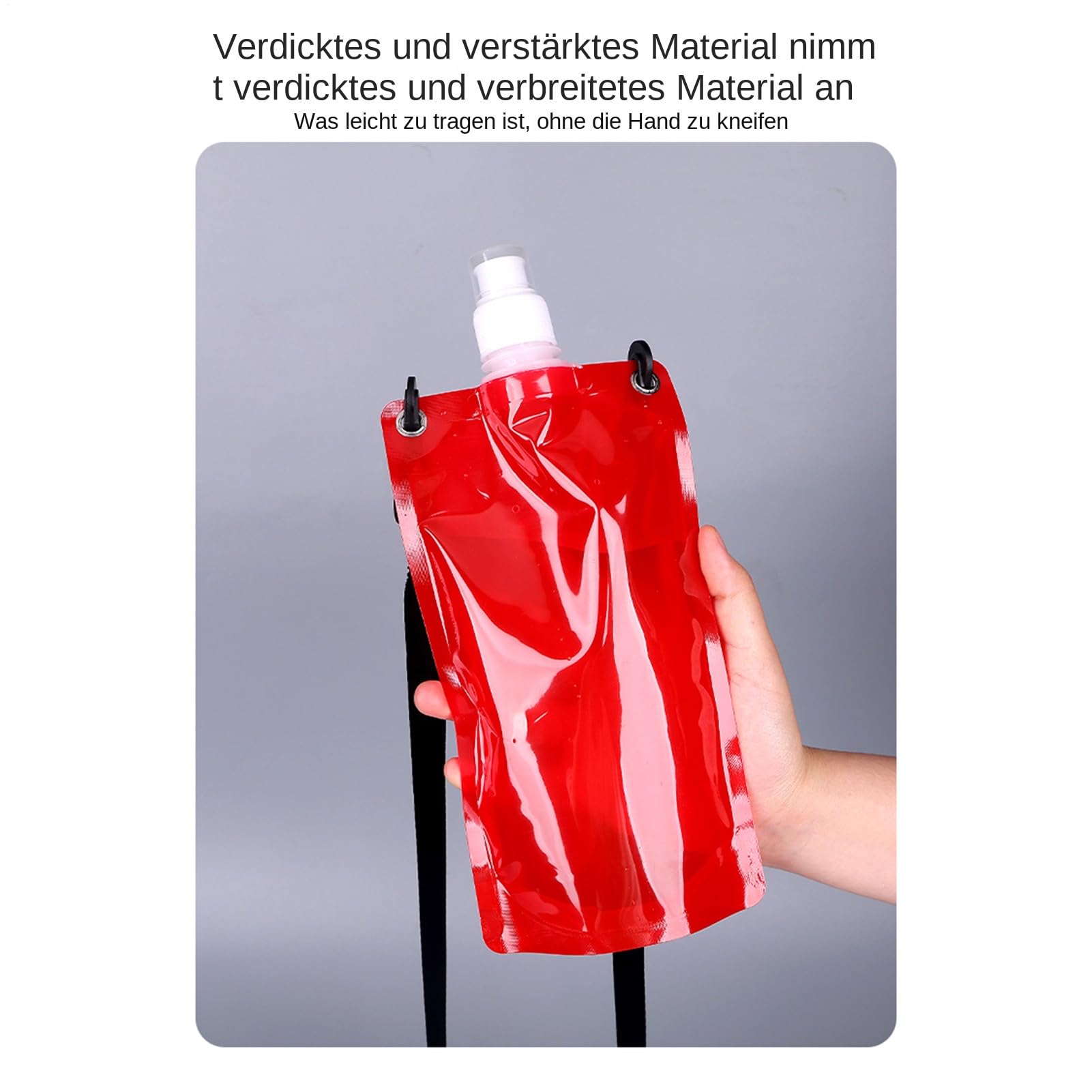 Wasserbeutel 650 ml auslaufsichere faltbare Flasche mit Trageriemen