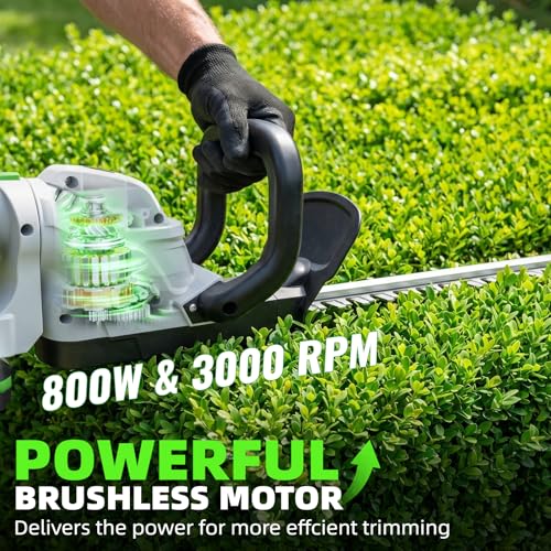 WORFCI 20-Inch Cordless Hedge Trimmer (Includes 2 Batteries and Charger), Electric Handheld Bush Trimmer, 180° Rotatable Handle, Grass Shrub Trimmers, Lightweight & Compact White by WORFCI - Used condition - Image 6