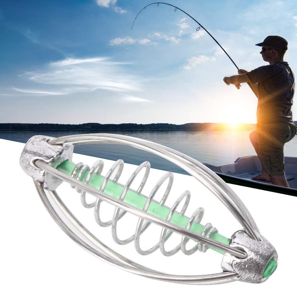 Fishing Feeder, 10pcs Stainless Steel Spring Fishing Feeder Bait Trap Fishing Feeder Basket Holder Fish Lure Rig Tackle Cage Accessory