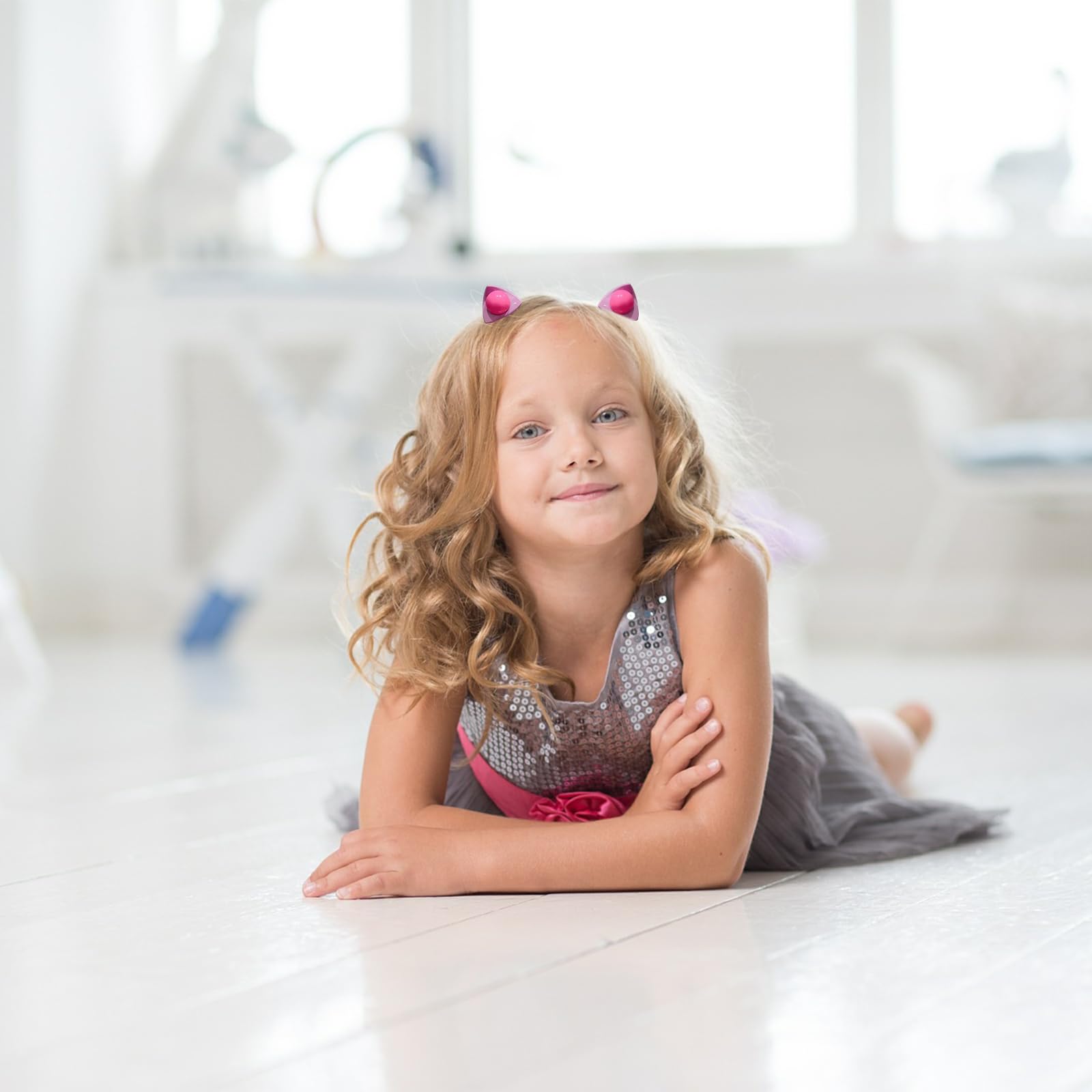 Pejlnd Hair Clip - 2Pcs Round Ball Cat Ears Hair Barrettes for Kids Adult Hairstyles, Small Hair Clips for Hair Multifunction Clamp Clips Cute Hair