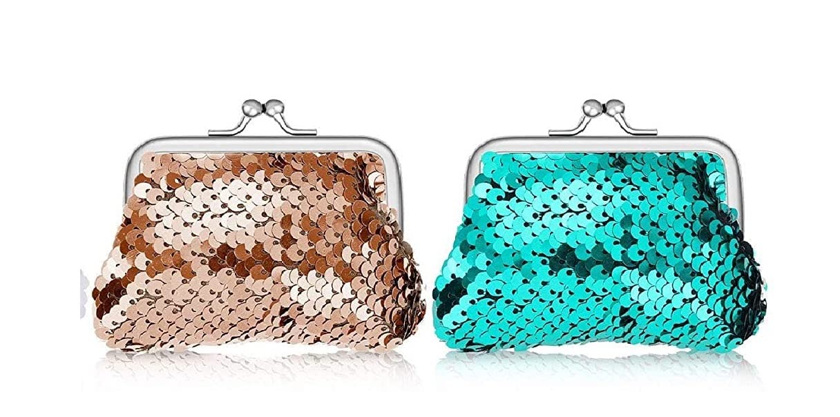 ANESHA Sequin Sippi Coin Purses for Women Small Purse for Women Purses for Women Pack of 2 (9 x 7 CM)-picture-16