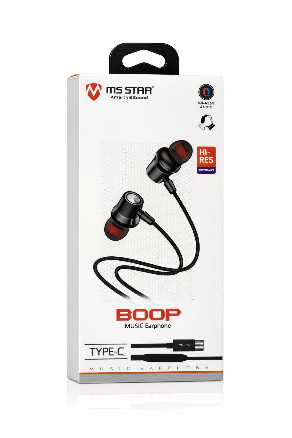 MS Star BOOP Wired in-Ear Music Earphone with Type-C Jack, Deep Bass, Tangle Free Cable, Hi-Res Audio, Black-image-35