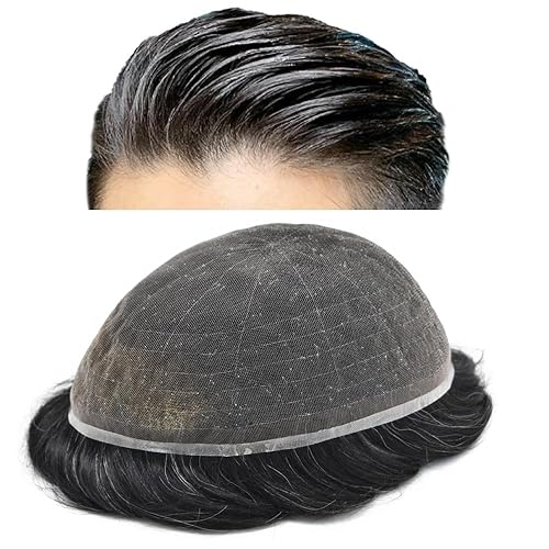 Notherss Sistema de repuesto completo de encaje francés para hombre, tupé de cabello humano, sistema de cabello completo para hombre, tupé para