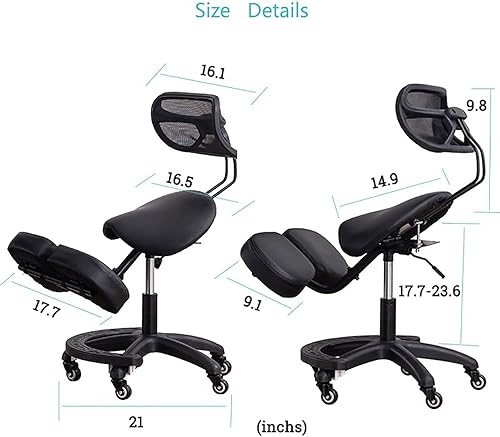 Miniatura 3 de Silla ergonómica de rodillas con soporte para la espalda, silla de rodillas prémium para oficina en casa, asiento y rodilleras en ángulo ajustable,