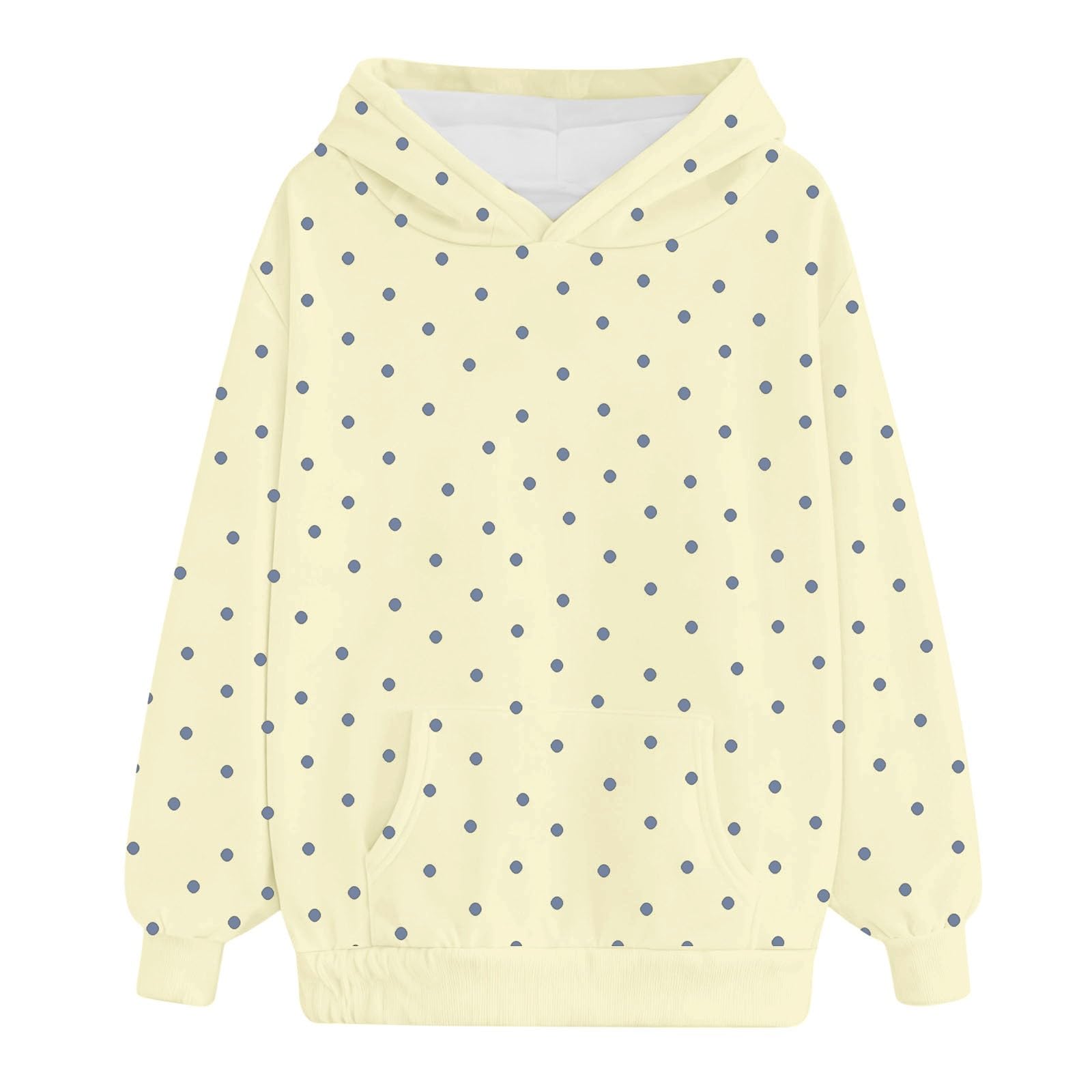 Completo due pezzi con felpa con cappuccio a pois, abbigliamento casual da
