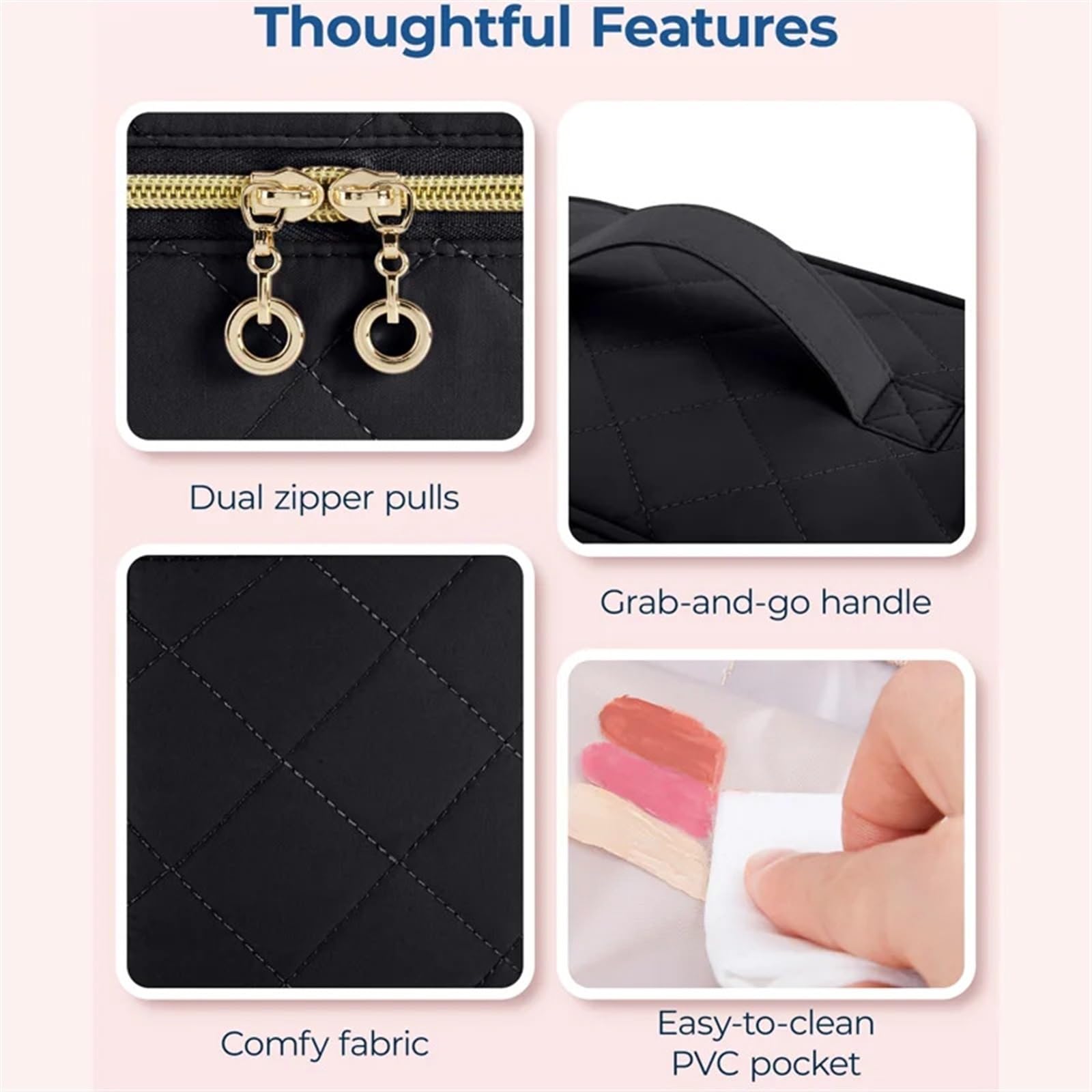 Neceser de Viaje para Mujer Neceser de Maquillaje, Estuche Organizador con Inserto Desmontable, Neceser Viaje Grande for cosméticos, Esencial for Mujer(Pink)