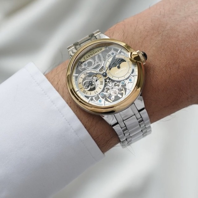 Amazon.com: Thomas Earnshaw Men's 42mm Barallier Sun Moon Dual