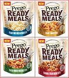 Prego Ready Meals Bundle of 4: (1) Prego Creamy Three Cheese Alfredo Rotini Ready Meal, 9 Ounce; (1) Prego Creamy Tomato Penne Ready Meal, 9 Ounce; (1) Prego Roasted Tomato and Vegetable Penne Ready Meal, 9 Ounce; (1) Prego Marinara and Italian Sausage Rotini Ready Meal, 9 Ounce