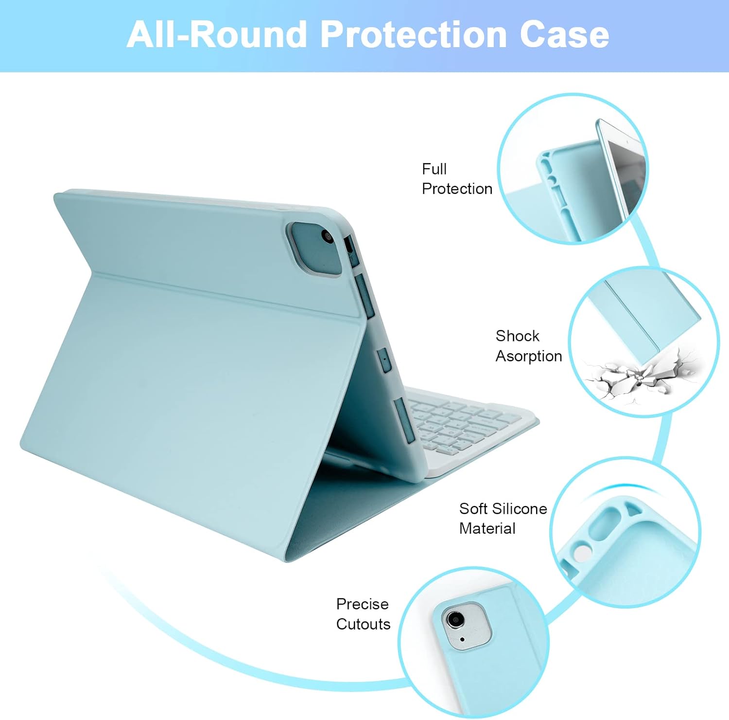 LAMA Wireless Keyboard Case with Mouse for iPad Air 4th/5th Generation & iPad Air 11" M3/M2 (2025/2024), Detachable Case with Keyboard with Pencil Holder for 11 inch iPad Pro (4th/3rd/2nd/1st Gen)