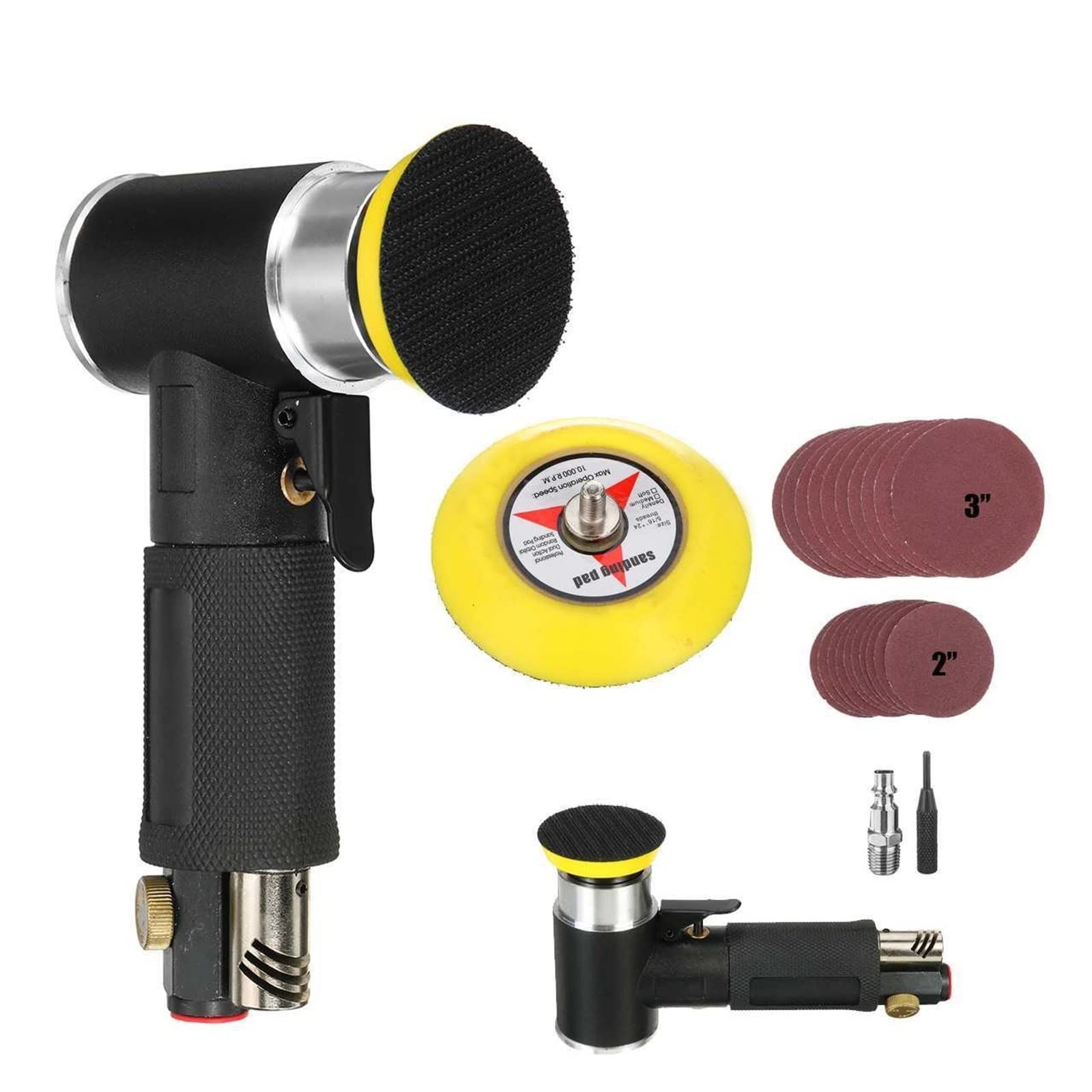 LNHHG 25Pcs 2-3inch Air Polishing Machine 15000rpm Mini Pneumatic Grinding Sander 4.0cfm 90psi Power Tool Accessories Car Polisher