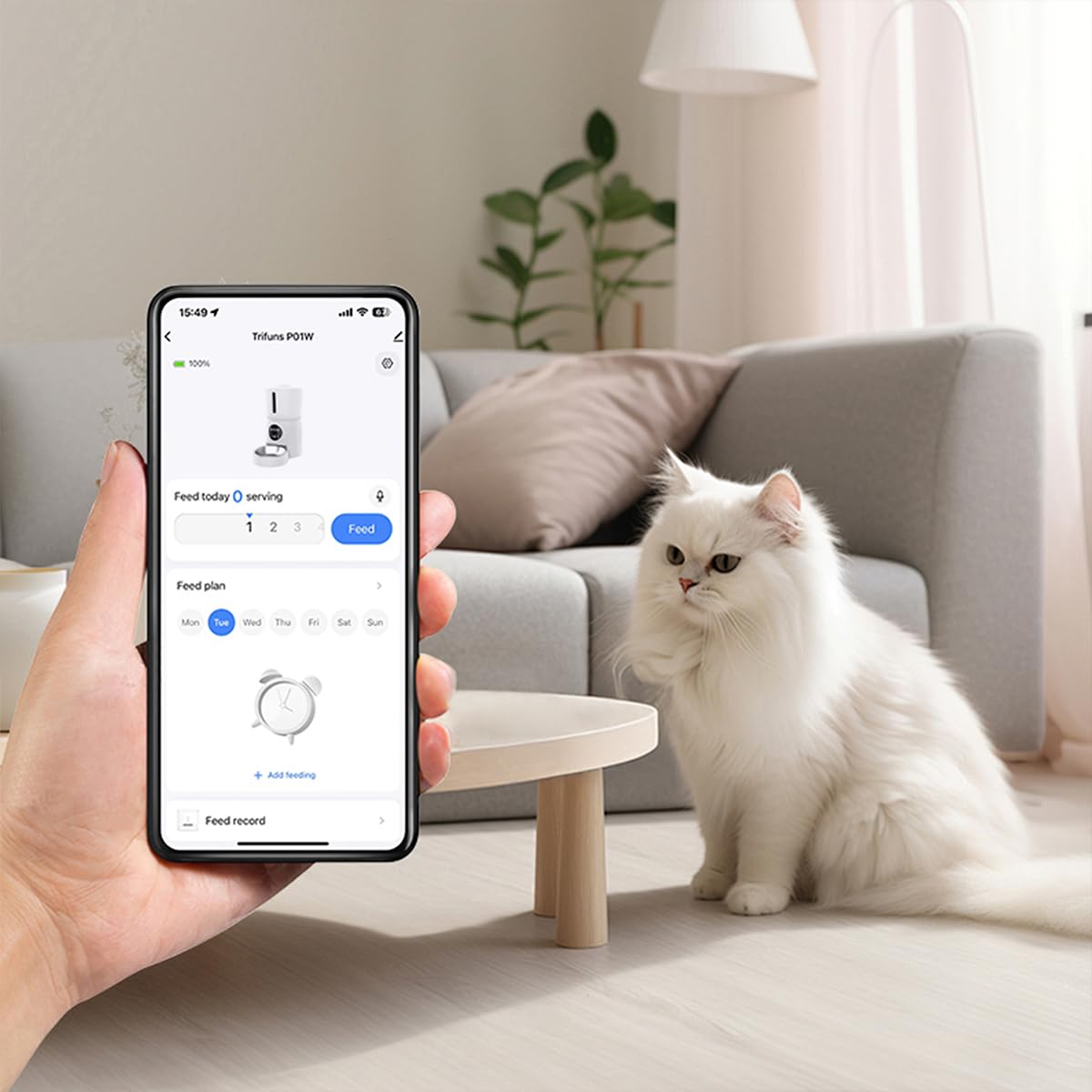 PRIXTON Comedero Inteligente para Mascotas Automatic Pet Feeder FF100 con WiFi, Cámara Full HD 1980x1080P, Depósito de 4L, App móvil, Programable, Audio Bidireccional, Grabación de Voz
