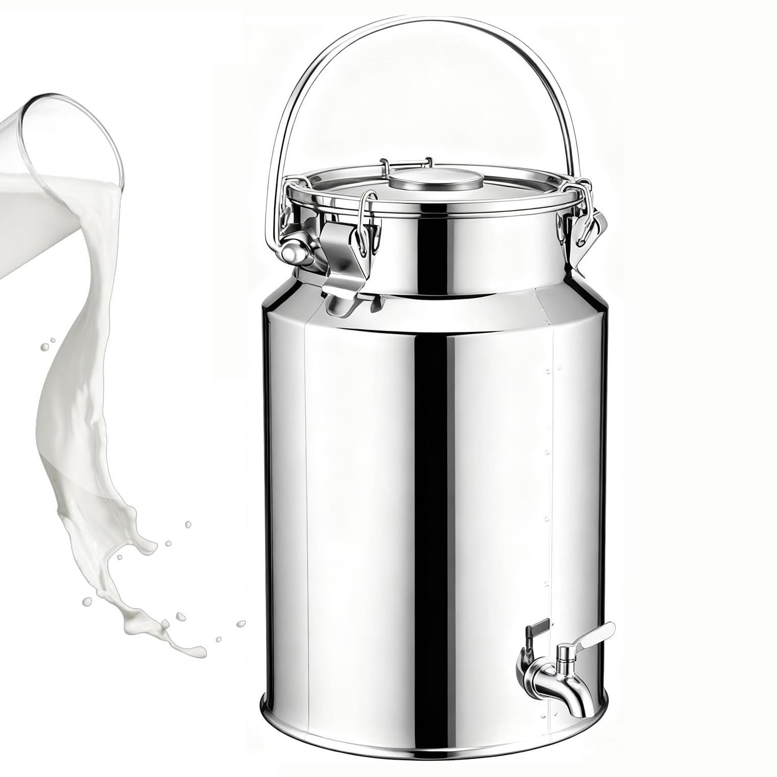 201 Bidone Acciaio Inox Litri per Olio con Rubinetto,lattina in Acciaio Inossidabile Contenitori Acciaio Inox per Olio di Oliva Recipiente Caraffa per Il Trasporto di Latte KKL(Capacity,10L)