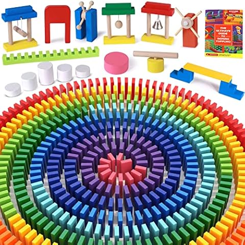 Atoylink 1000 Stück Dominosteinen aus Holz Bunte Domino Set Cover