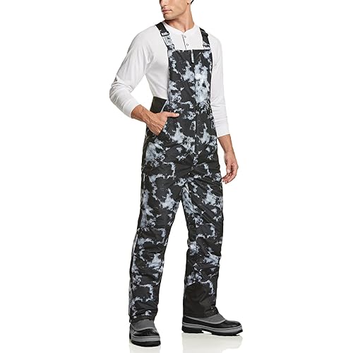 TSLA Men's Winter Snow Bibs, Waterproof Insulated Snowboard Overalls, Ripstop Windproof Ski Pants