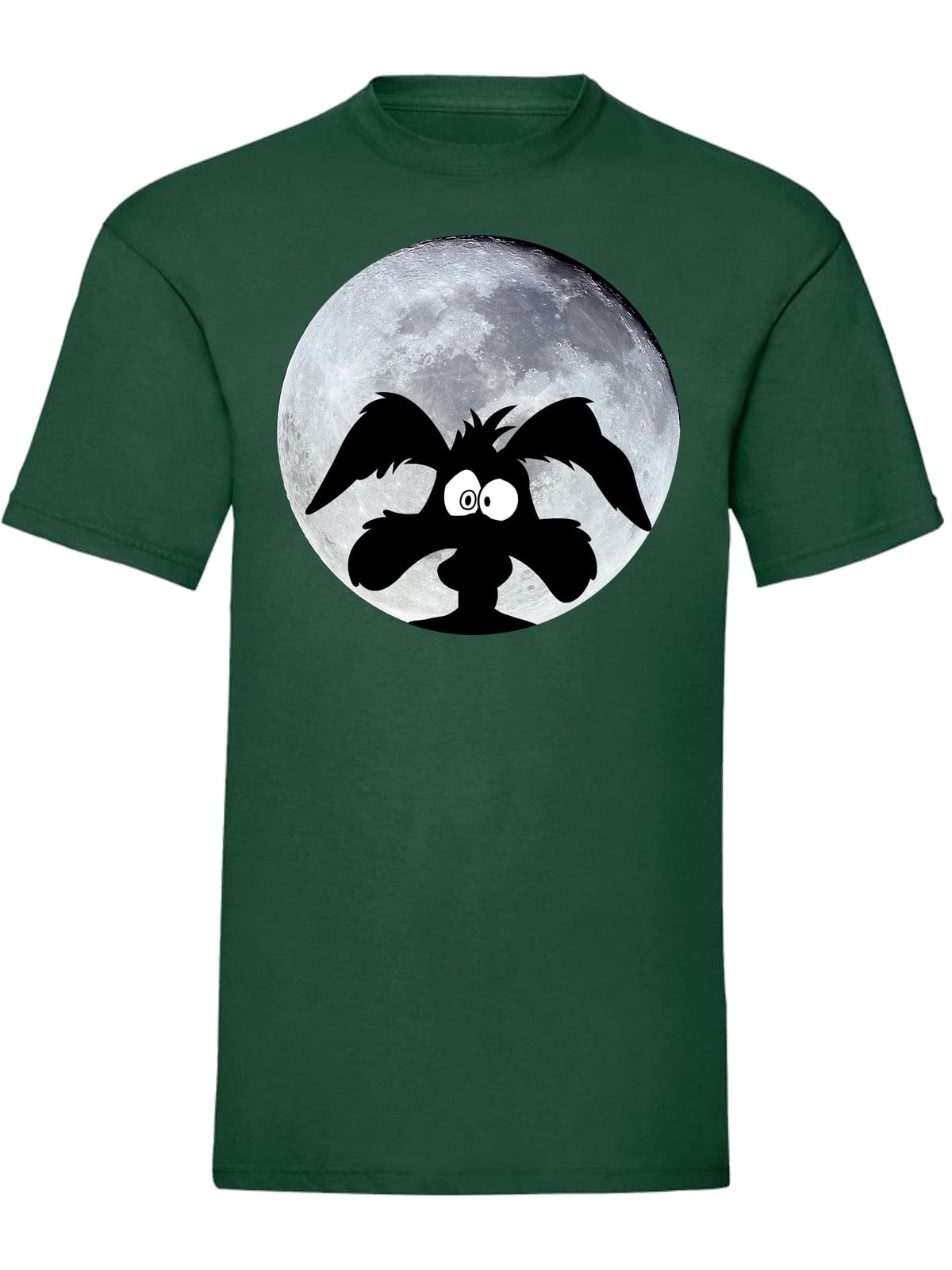 Looney Tunes Coyote Moonlight Men's T-Shirt Black, Bottle Green, Grey, Navy, Olive, White