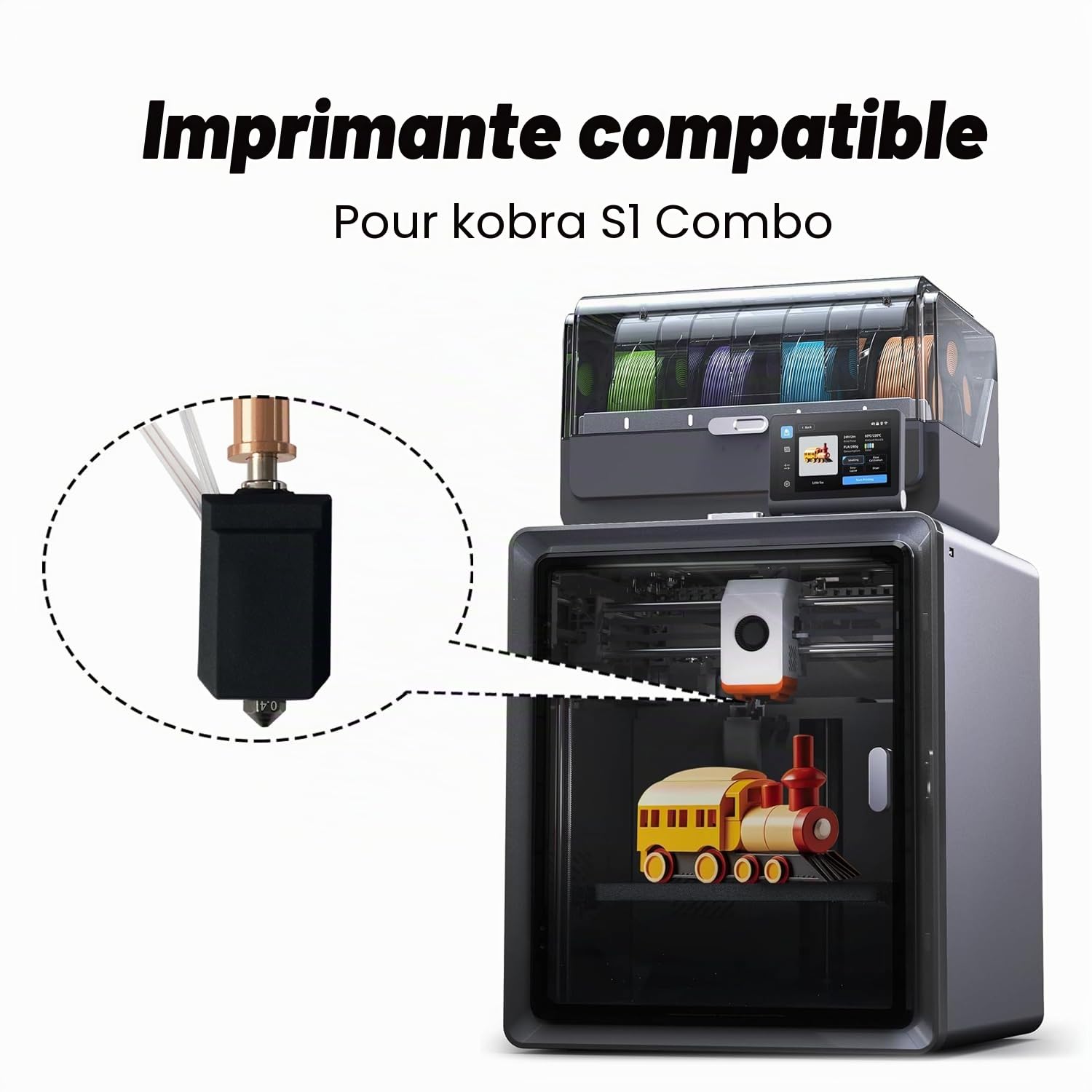 HzdaDeve 0,2 mm 0,4 mm 0,6 mm Hotend en céramique pour Kobra S1 Combo Extrudeuse de tête d'impression en acier inoxydable Kit Hot End Buse durcie Bloc chauffant Résistance chauffante Thermistor pour