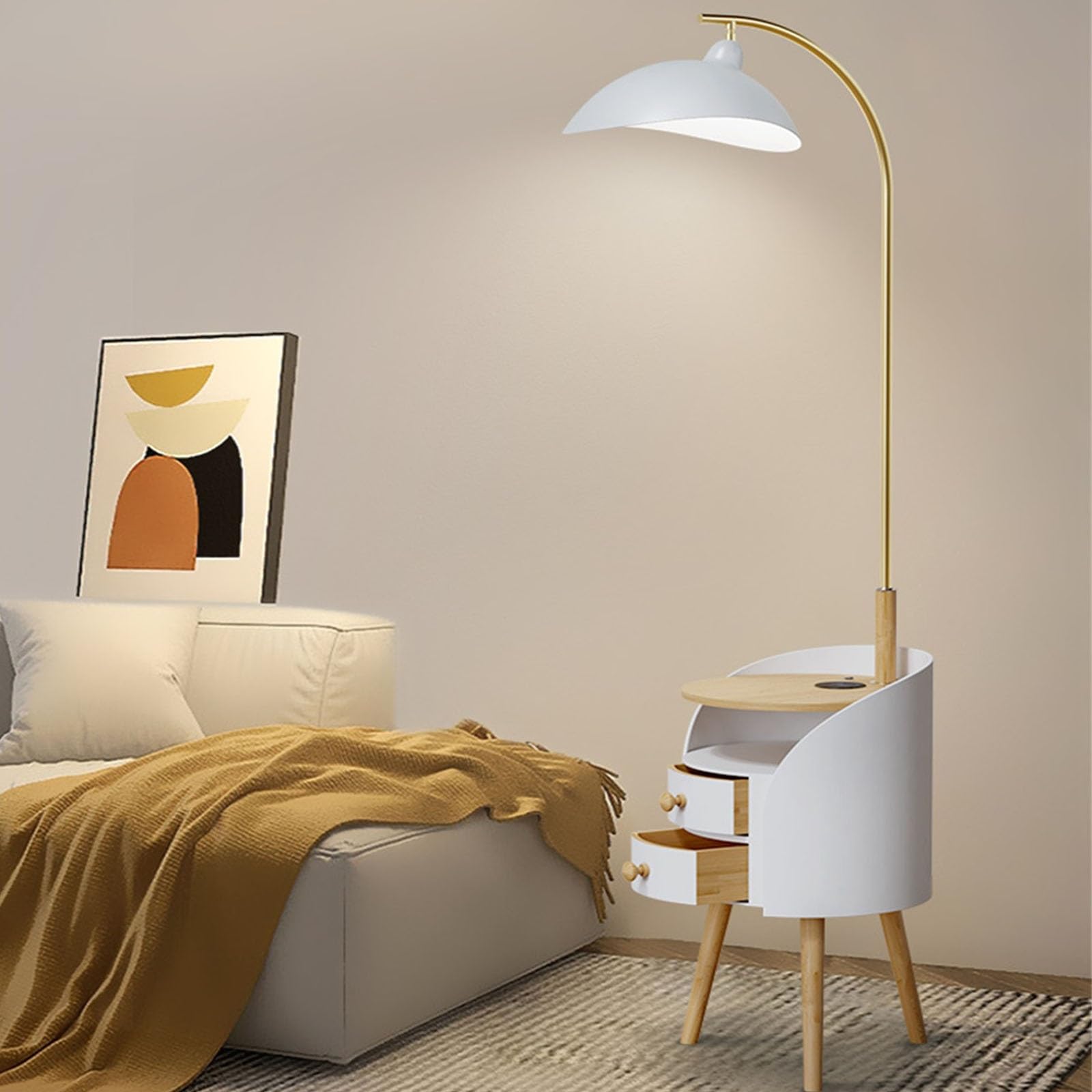 Nowoczesna lampa podłogowa LED do salonu, stojąca lampa stojąca z portem ładowania USB, 3 kolory, lampa stołowa do salonu, dekoracji sypialni
