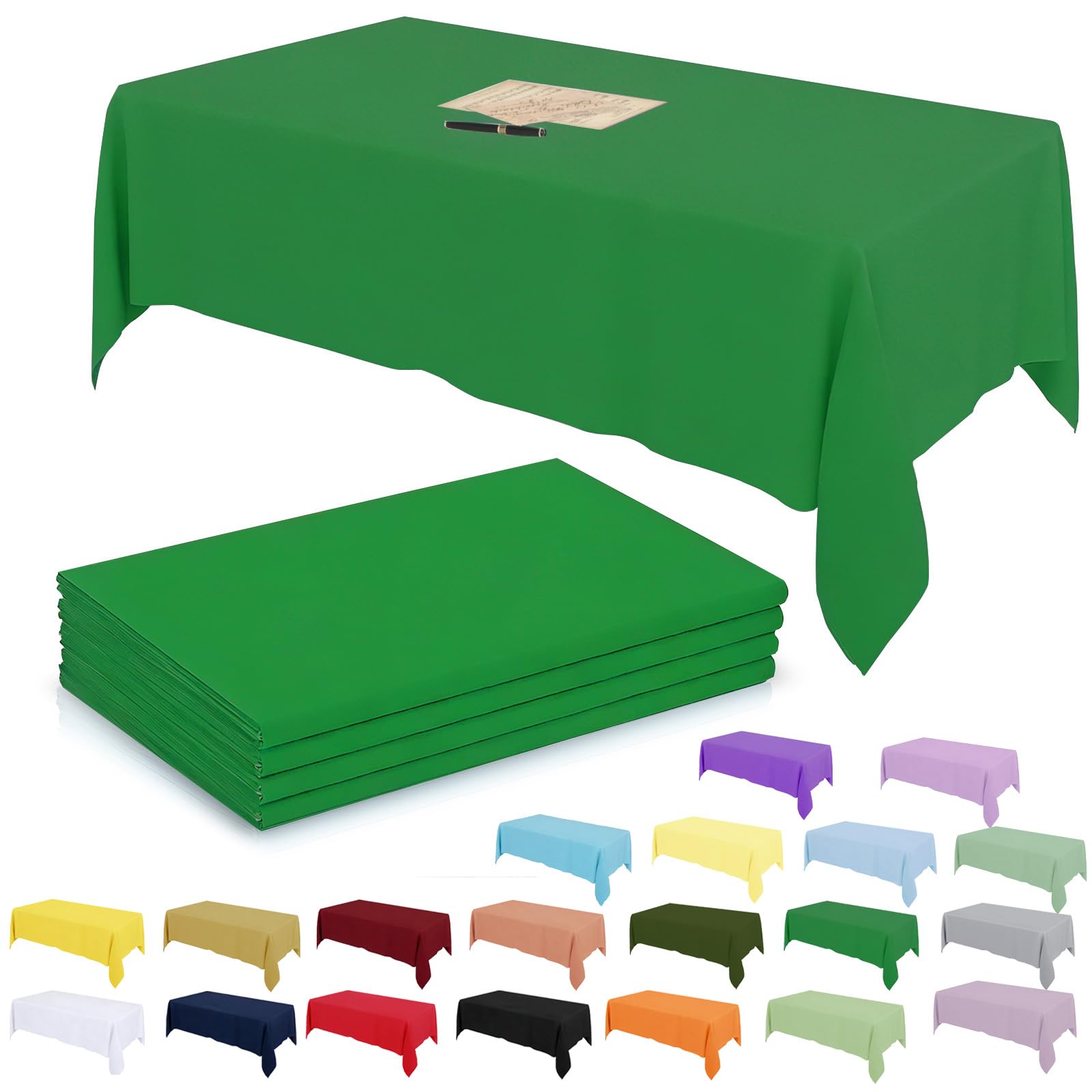 4Pack Plastic Christmas Green Table Cloth Party for Rectangle Tables,137x274cm Decorative Paper Table Cloths for Parties Disposable,Green Party Decorations Table Cover for Picnic,Baby Shower,Birthday