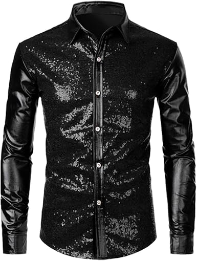 Black sequin button down shirt Clearance