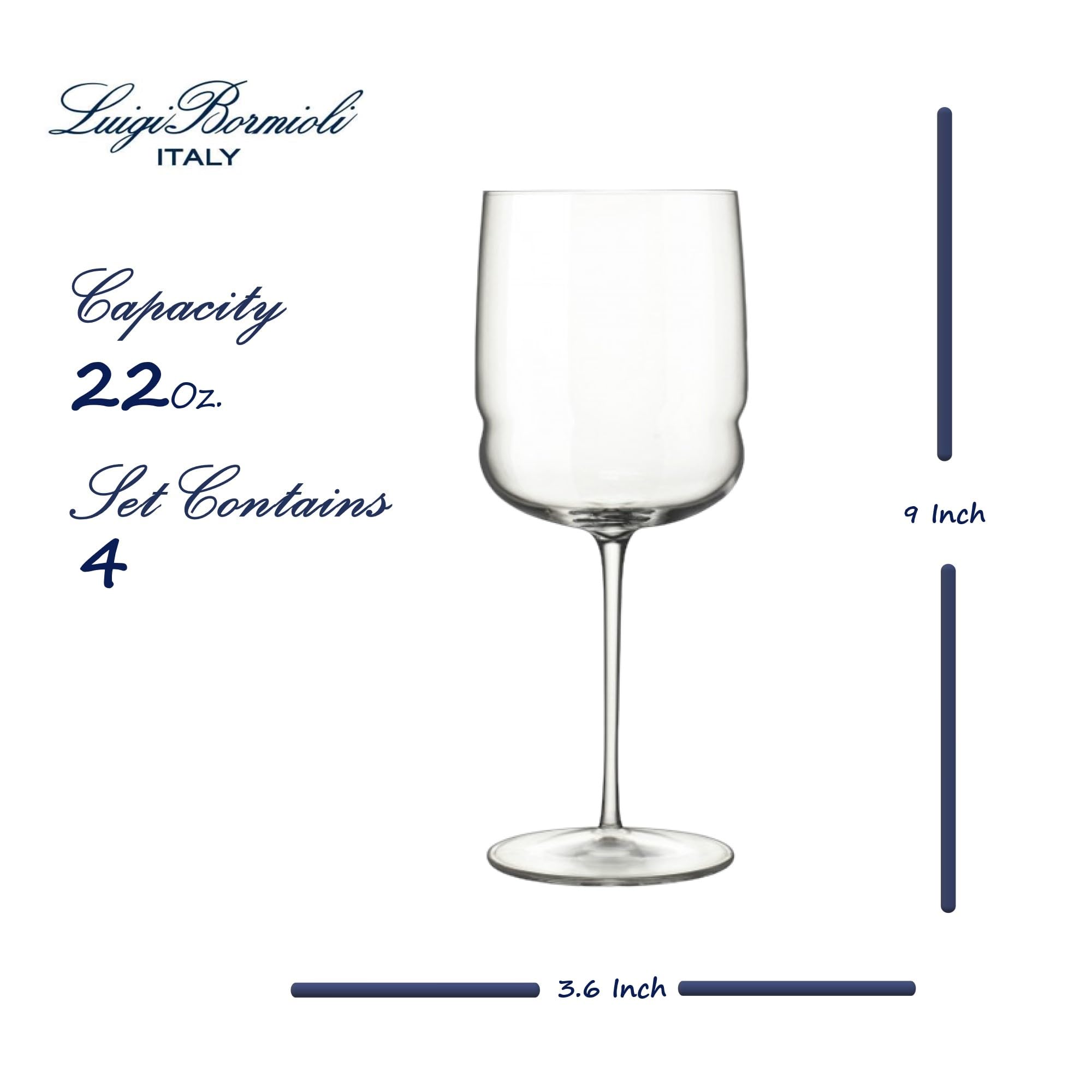 Luigi Bormioli Grandioso Cabernet/Merlot Weingläser, 625 ml, Titanverstärkter Stiel, aus SON-Hyx-Kristall, durchgängiges Design, hergestellt in Italien, spülmaschinenfest, 4 Stück