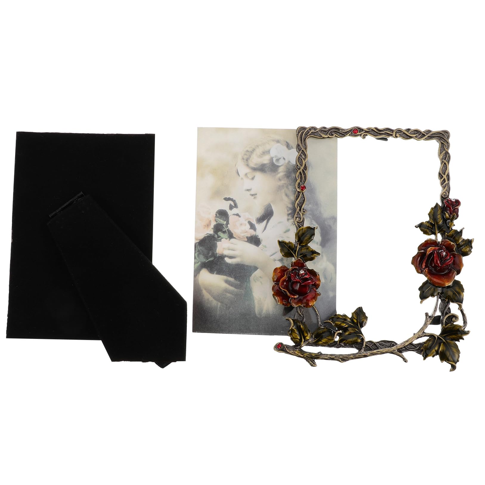 Cadre photo de bureau vintage en métal ciselé rose pour salon chic