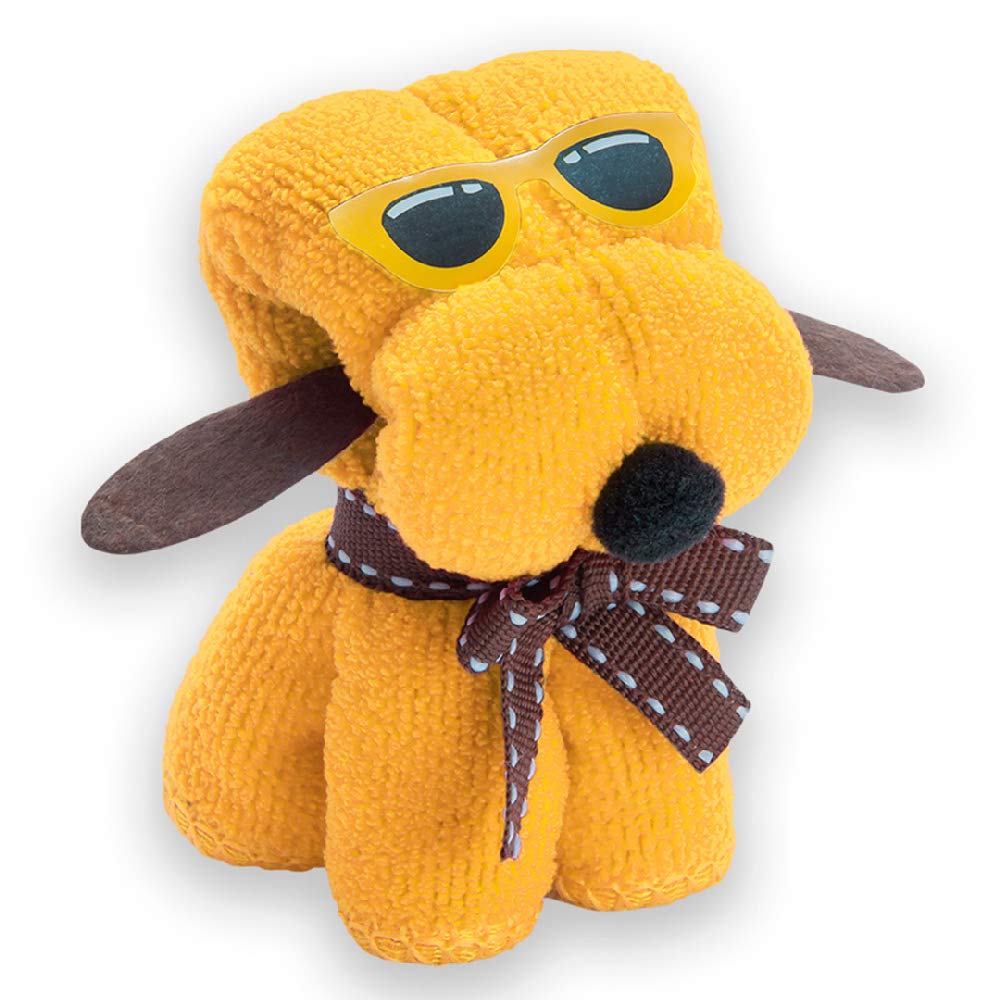 Toalla Perrito, Lote 50 Toallas. con Pegatina Personalizada con Nombre y Fecha del Evento. Regalos Originales para entregar a los Invitados en una Boda, comunión o Bautizo.
