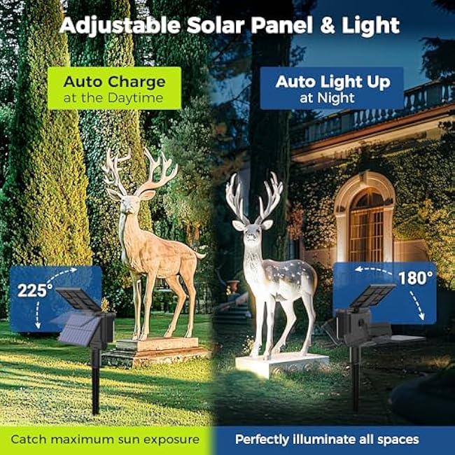 Solar Spot Lights Outdoor Waterproof 2 Pack for Flag, Tree, House, Garden, Yard, Landscape Spotlights for Accent Uplighting Halloween Christmas Decorations