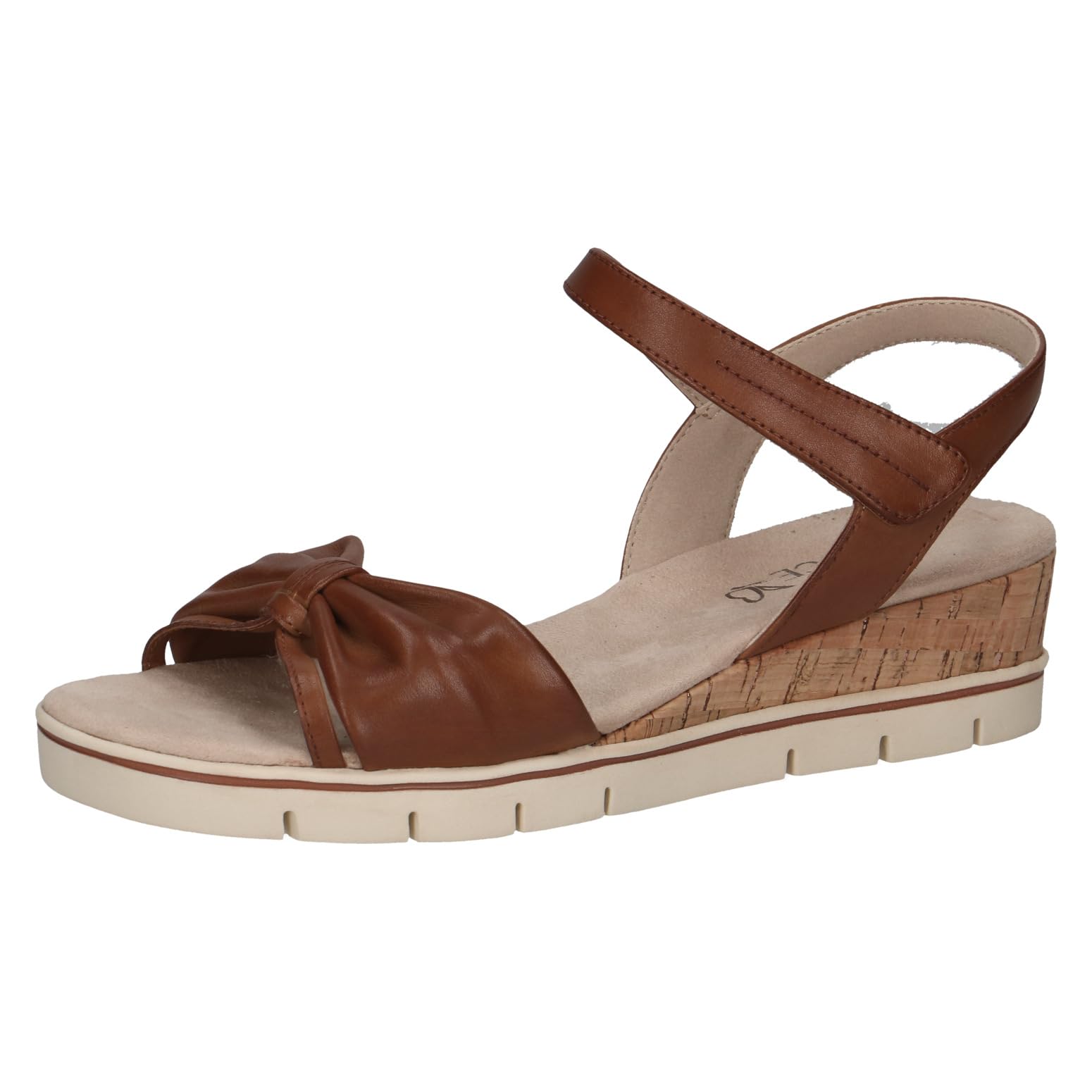 CAPRICE Women Sandals Heeled Leather with Footbed, Brown (Cognac Nappa), 4 UK