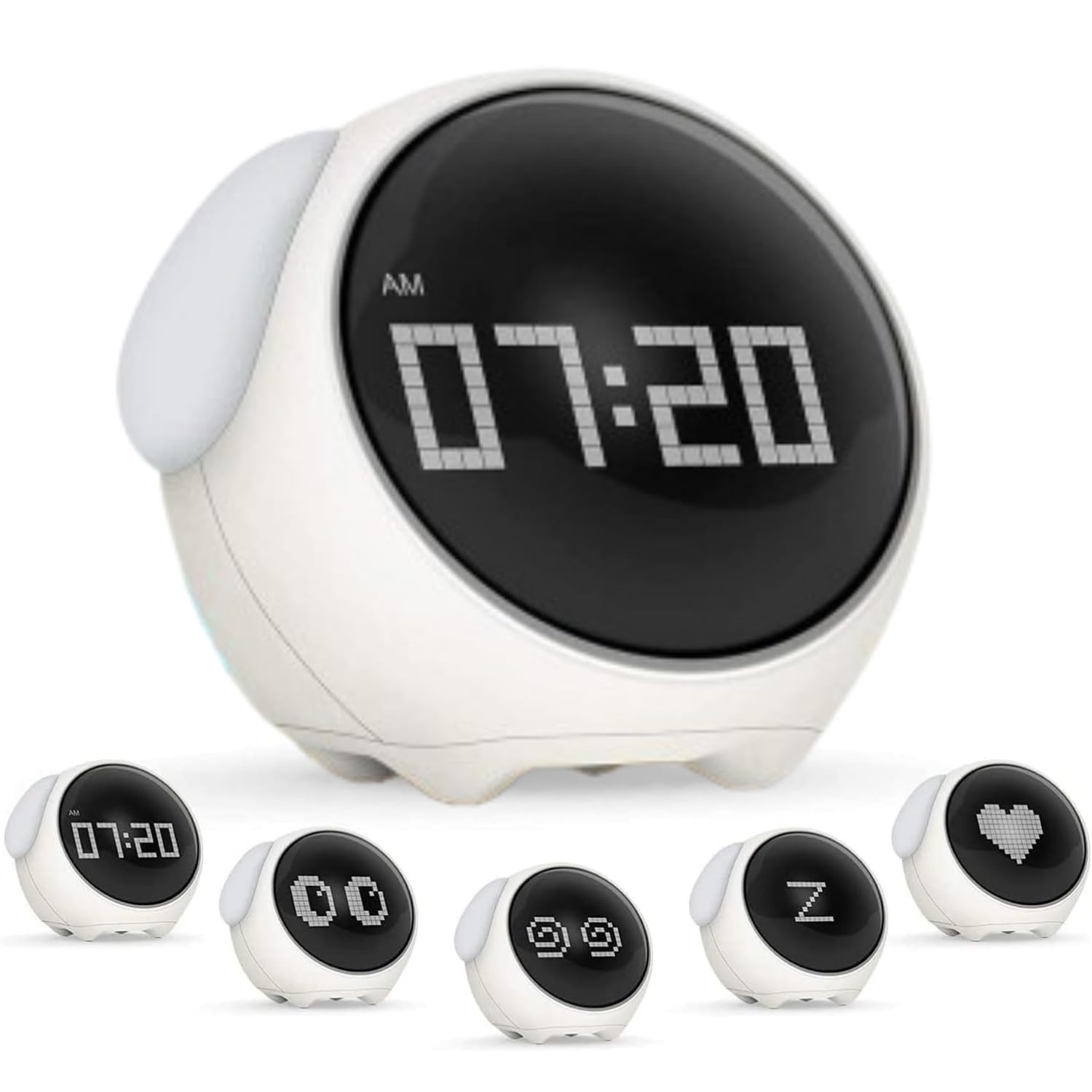 NYRWANA Alarm Clock, Alarm Clocks for Heavy Sleepers, Digital Alarm Clock for Students with Adjustable Brightness, Snooze Function, Diwali Lights, Temperature & Touch to Wake (White)
