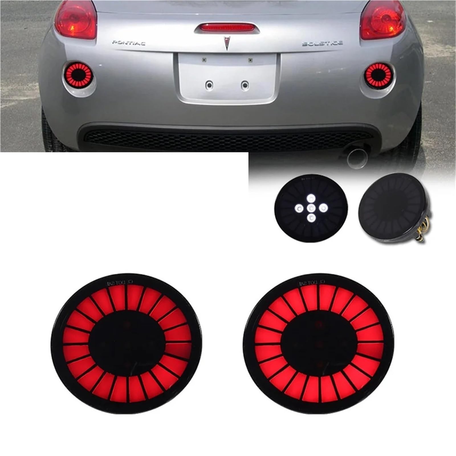 Pasuje do GMC Envoy Jimmy dla Pontiac Solstice reflektor tylnego zderzaka tylne światła hamowania czerwone tylne światła LED białe dodatkowe światła cofania(Smoked Lens)