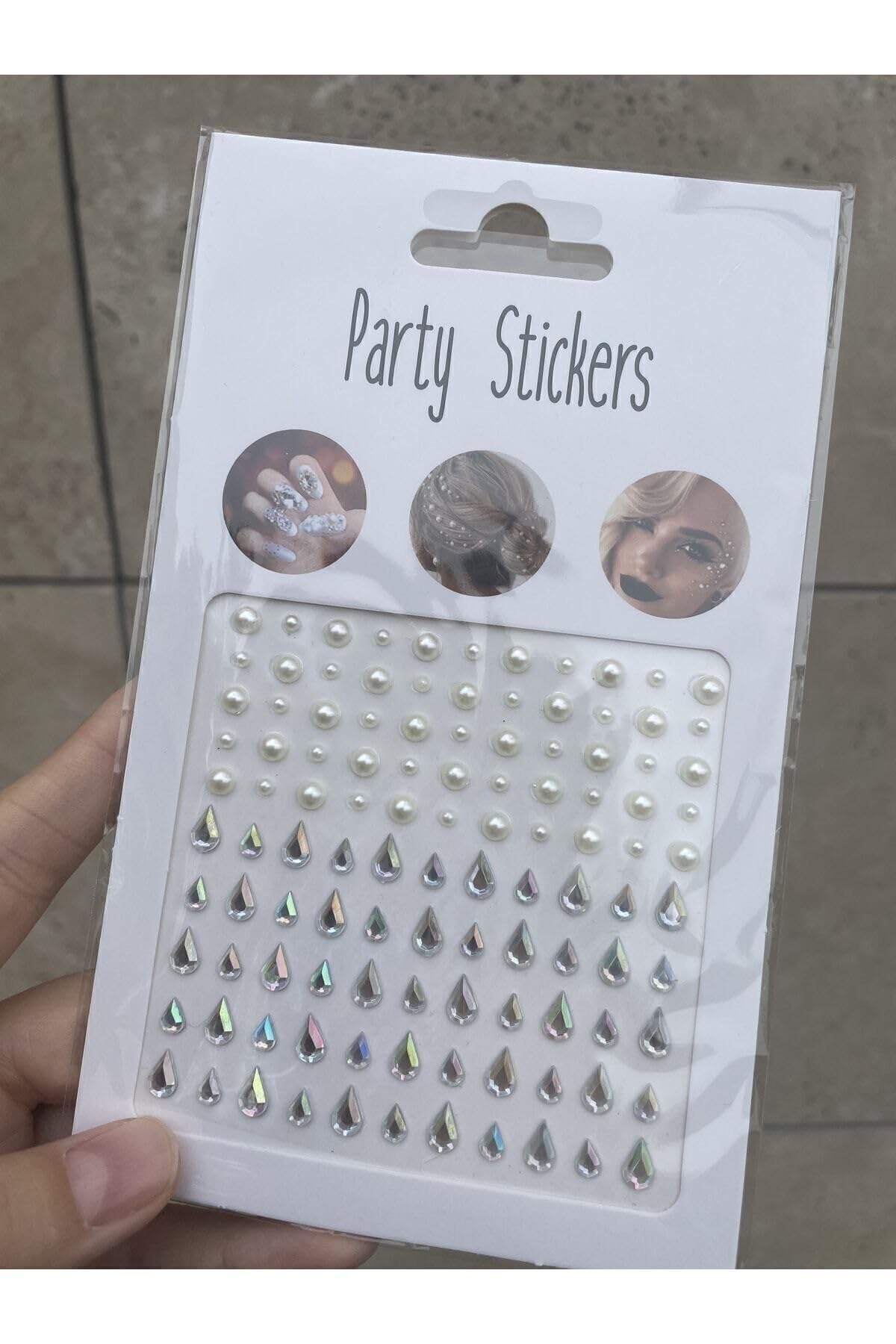 Hb Tasarım 110 Adet Inci Ve Zirkon Sticker Saç-Yüz-Vücut Yapışkanlı Makyaj Taşı