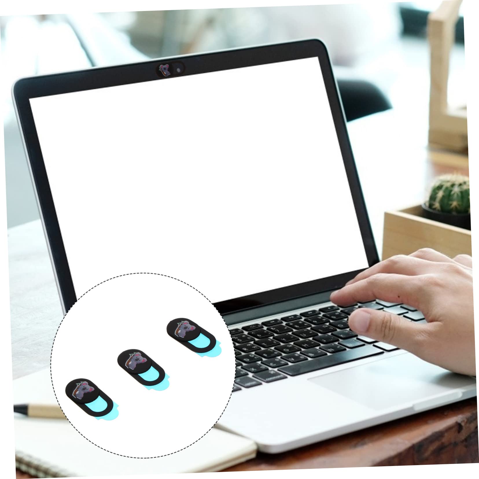 Cubierta para Cámara Web 3 Piezas, Protección de Privacidad y Resistente al Desgaste, Abs Negro para Teléfono y Ordenador, Uso Diario