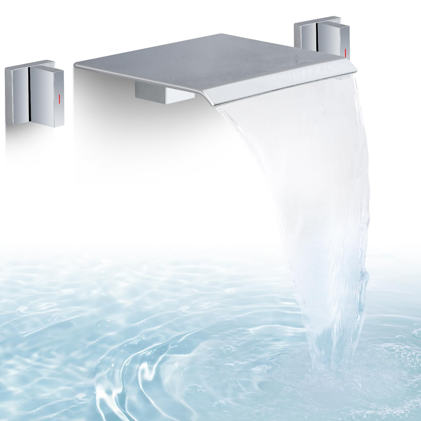 Robinet mural cascade pour baignoire romaine, finition chrome de qualité supérieure