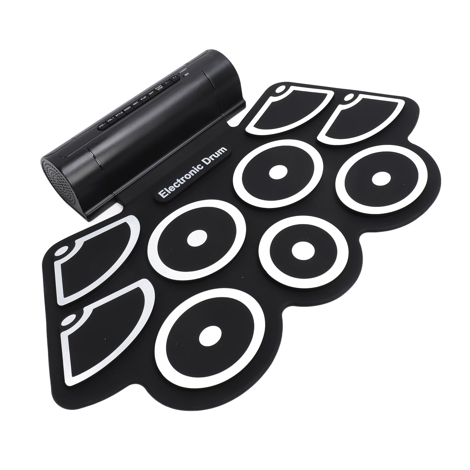Set di Batteria Elettronica a 9 Pad Pad per Batteria Portatile Avvolgibile con Funzione MIDI per Feste All'aperto e Uso Domestico in Bianco e