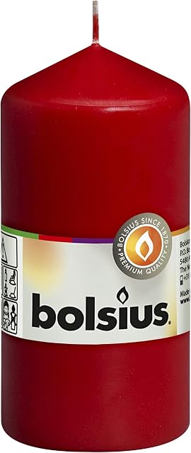 Bolsius Pillar Candle Small , "Red 60 mm Width"