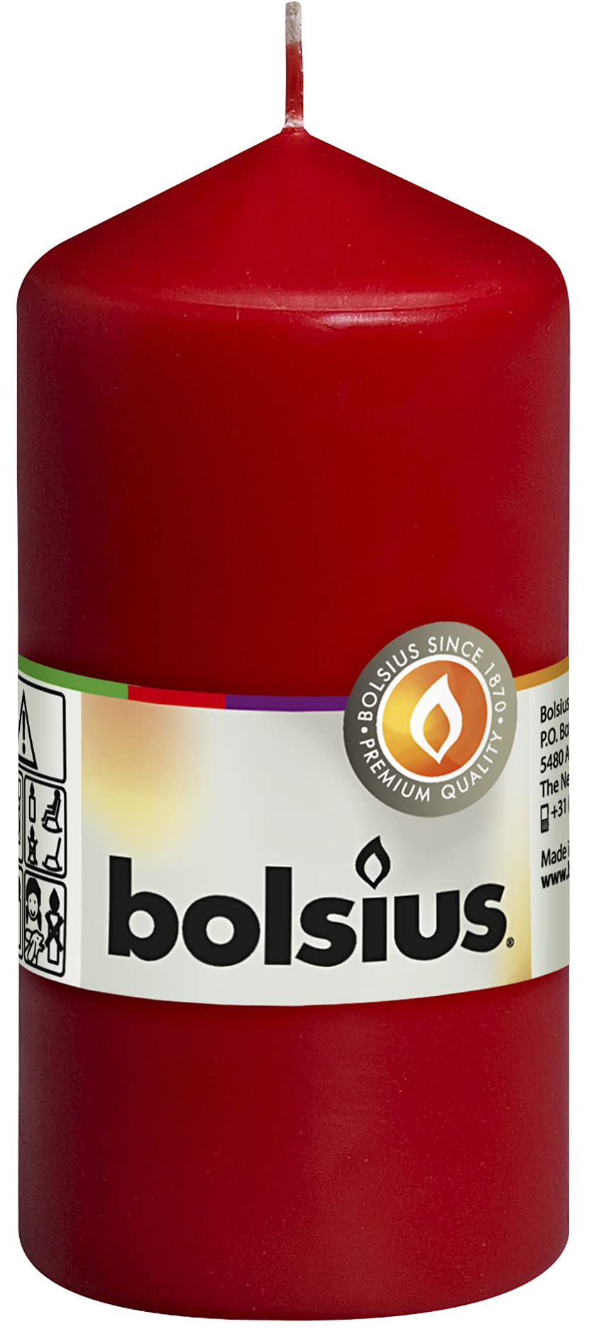 Bolsius Pillar Candle Small, Red 60 mm Width