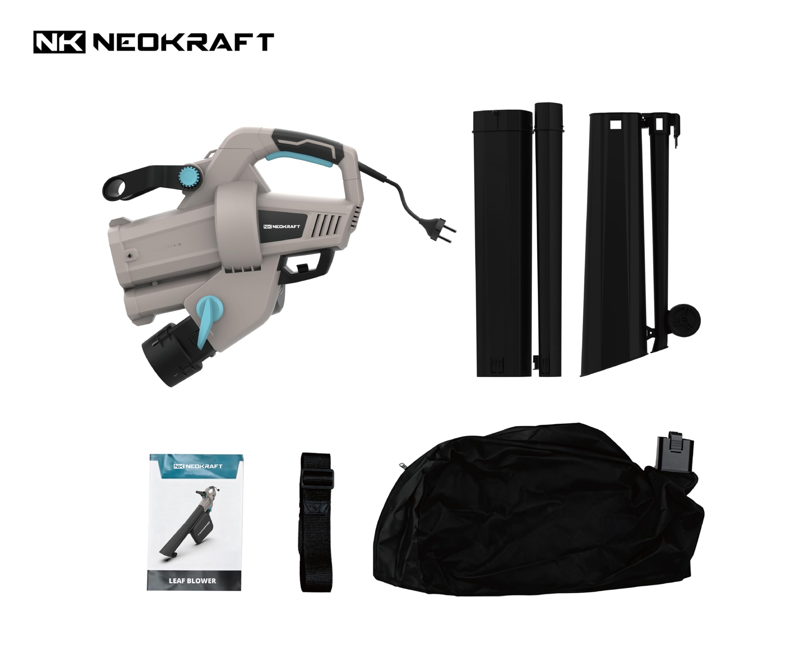 Neokraft Elektro Laubbläser und Laubsauger 3500W mit Häcksler 40L Fangsack