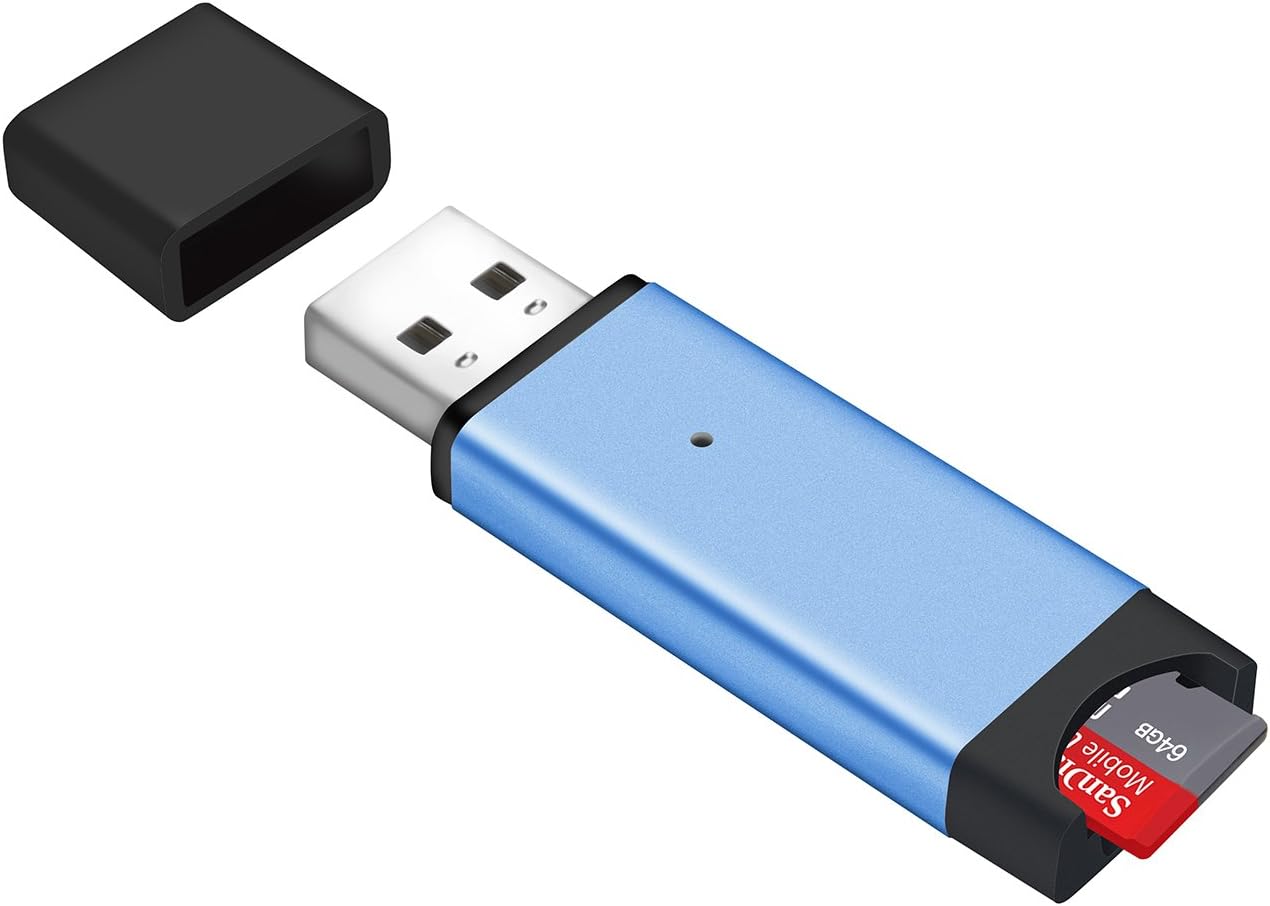 Micro SDHC Reader, Memwah Micro SD Card Reader, Supports All Micro SD Cards Up To 32 GB - King of Flash (Blue)