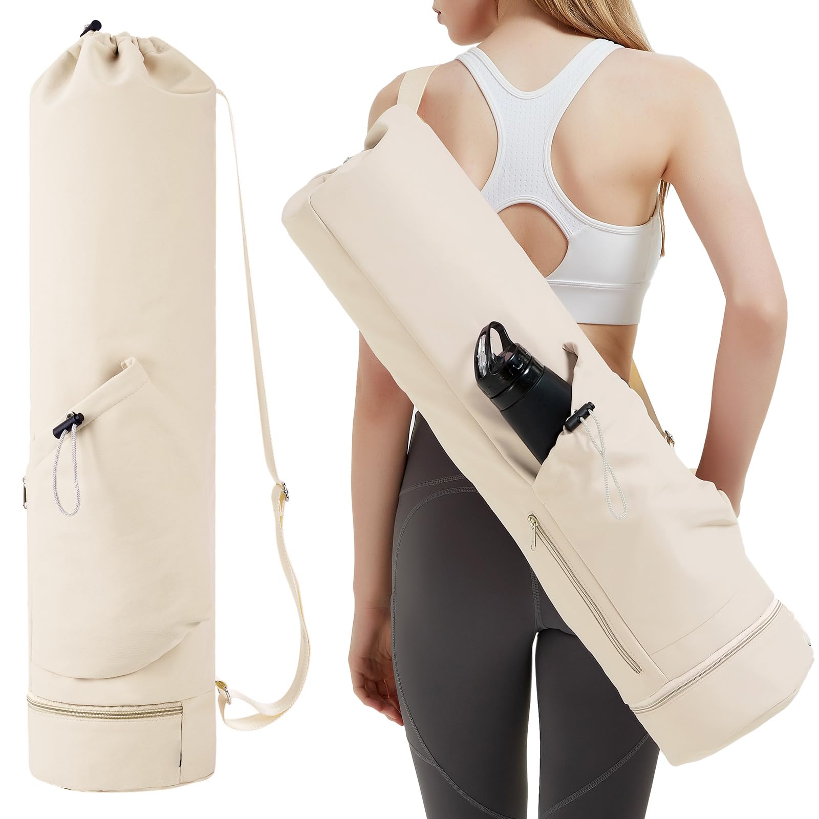 Sac à Dos Pour Tapis De Yoga – Toile Durable, 68 Cm, Poche Avant, Bandoulière Réglable, Pour Gym Et Pilates